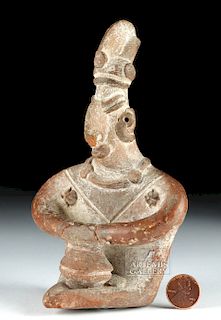 Colima Pottery Seated Figure w/ Bowl