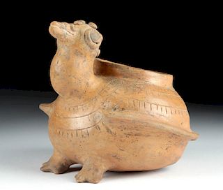 Costa Rican Incised Pottery Vessel - Avian Form