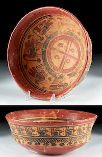 Mayan Copador Polychrome Bowl - Procession of Turkeys