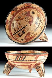 Costa Rican Polychrome Footed Bowl w/ Rattle Legs