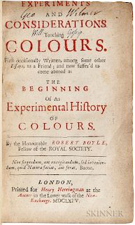 Boyle, Robert (1627-1691) Experiments and Considerations Touching Colours.