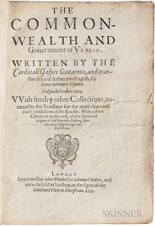Contarini, Gasparo (1483-1542) The Common-Wealth and Government of Venice.