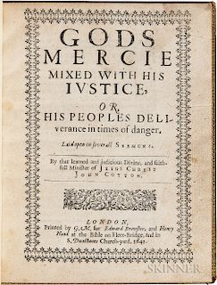 Cotton, John (1584-1652) God's Mercie Mixed with His Iustice, or His Peoples Deliverance in Times of Danger, Laid Open in Several Serm