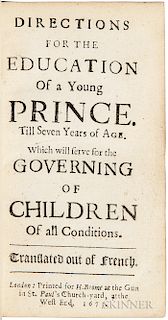 Du Moulin, Peter (1601-1684) Directions for the Education of a Young Prince.
