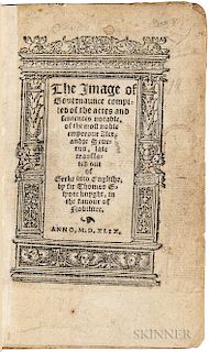 Elyot, Sir Thomas (1490?-1546) The Image of Governaunce Compiled of the Actes and Sentences Notable, of the Most Noble Emperour Alexand