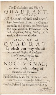 Hewlett, John (fl. circa 1665) The Description and Use of a Quadrant.