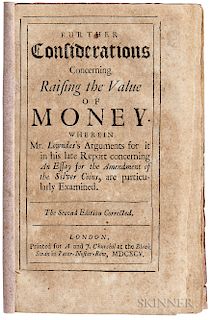 Locke, John (1632-1704) Further Considerations Concerning Raising the Value of Money.