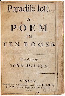 Milton, John (1608-1674) Paradise Lost. A Poem in Ten Books.