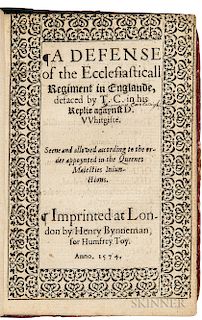 Northampton, Henry Howard, Earl of (1540-1614) A Defense of the Ecclesiasticall Regiment in Englande, Defaced by T.C. in his Replie aga