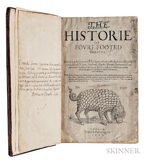Topsell, Edward (1572-1625?) The Historie of Foure-Footed Beastes;   [bound with] The Historie of Serpents.