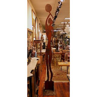 Colossal Size Contemporary Modern Abstract Iron Figural Sculpture. Unsigned. Normal wear to surface