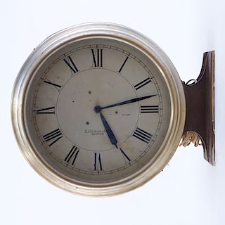 Howard & Co. Double Face Electrified Corridor Clock in Metal Frame. Wear to frame, toning and stain