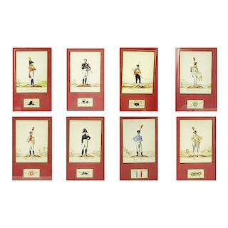Collection of Eight (8) 19th Century French Military Gouache On Paper Paintings. Includes portraits