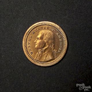 Gold Louisiana Purchase (Jefferson head) one dollar coin, 1903, AU-UNC.