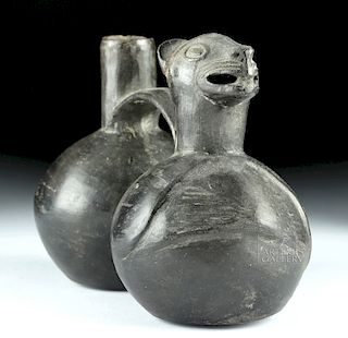 Chimu Pottery Double-Chambered Stirrup Whistle Vessel
