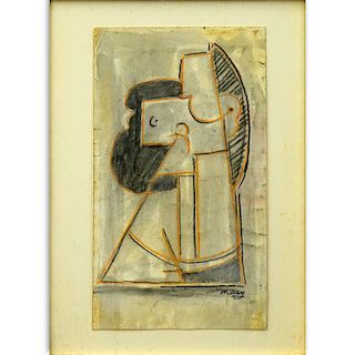 Attributed to: Max Herman Maxy, Romanian (1895 - 1971) Mixed media on card "Modernist Composition" 