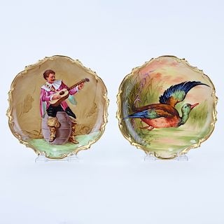 Two (2) Antique Limoges Coronet Hand painted Cabinet Plates. Signed and artist signed on images. Mi
