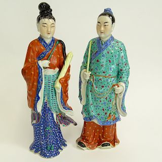 Two (2) Mid 20th Century Chinese Porcelain Figures Emperor and Empress. Stamped CHINA and impressed