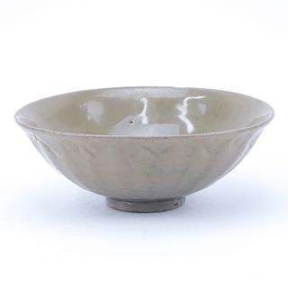 Chinese Song Dynasty or After Celadon Bowl. Impressed mark center bowl, lotus petals motif on outer