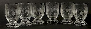 Set of Six (6) Cut Glass Cordial Glasses. Unsigned. Good Condition. Measures 2-1/2 Inches Tall. Shi