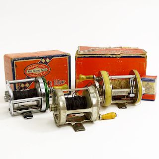 Lot of Three (3) Vintage Fishing Reels. Includes a Shakespeare President with original box, a Shake