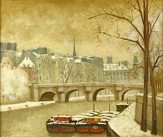 Andre Renoux, French (born 1939) Oil on Canvas, Pont Neuf. Signed Lower Left, Signed and Titled en 