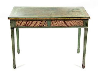 An Italian Neoclassical Style Painted Table, Height 30 1/2 x width 41 3/4 x depth 24 1/8 inches.