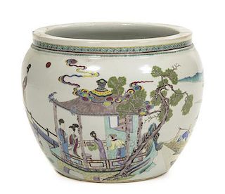 A Chinese Export Porcelain Jardiniere, Height 11 1/2 inches.