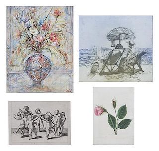 Four Works on Paper, Largest: 10 x 8 inches.