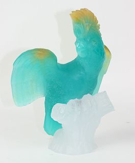Daum France Pate de Verre Glass Cockatoo Parrot