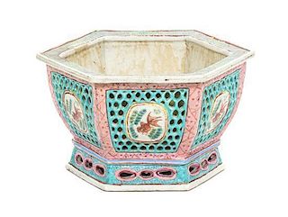 A Chinese Porcelain Jardiniere, Diameter 9 3/4 inches.