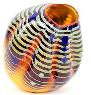 Dale Chihuly "Cinnamon Macchia" Art Glass Vase