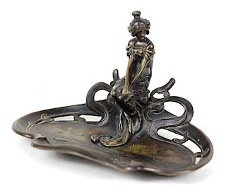 Art Nouveau Bronze Figural Ring Tray