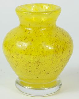 Daum France Mini Baltic Yellow Art Glass Bud Vase