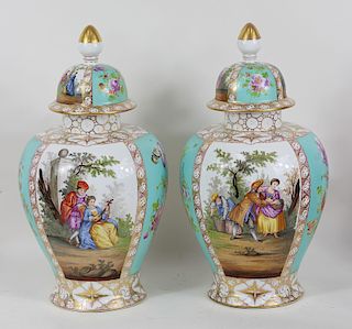 Carl Thieme Hand Painted Dresden Porcelain Vases