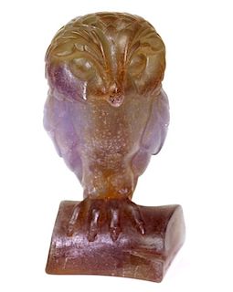 Daum France Pate de Verre Edwige Owl Figure