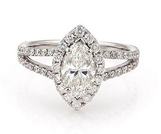 1.25ct Marquise Cut 18k Gold Engagement Ring