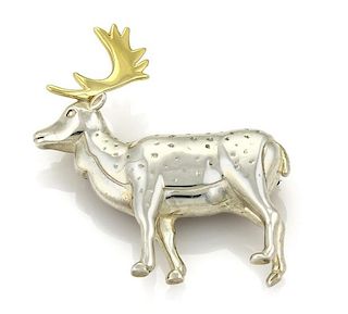 Tiffany & Co. 18k Gold & Sterling Moose Brooch Pin