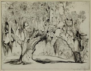 HUTTY, Alfred. Etching and Drypoint. "Yeomans Oak"