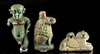 Lot of 3 Egyptian Faience Amulets