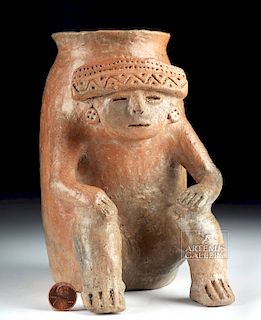 Veracruz Pottery Seated Figural Vessel