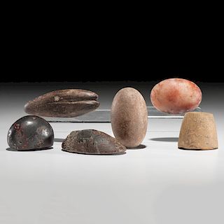 A Variety of Ground and Polished Cones, Hemispheres, Notched Pebble and More