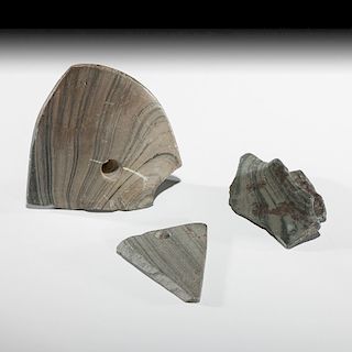 Broken and Salvaged Slate Bannerstone Fragments