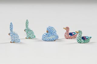 Herend Porcelain Fishnet Miniature Animals 