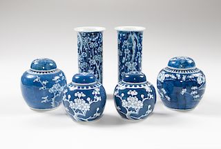 Chinese Blue and White Porcelain Ginger Jars, Plus