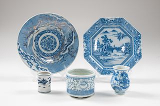 Chinese Blue and White Porcelain Chargers and Jars