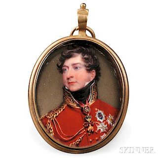 Henry Bone (English, 1755-1834)      Portrait Miniature of George IV as Prince Regent.