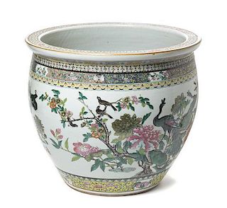 A Chinese Porcelain Jardiniere, Height 15 3/4 x diameter 18 3/8 inches.
