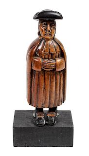 Carved Wood Figural Snuff Box Height 4 3/4 inches