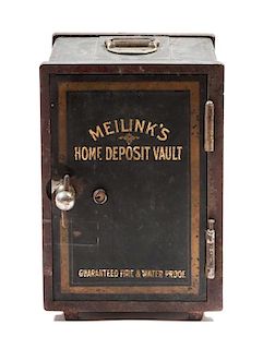 Miniature Meilink's Home Deposit Vault Height 13 3/4 x width 9 1/2 x depth 8 1/4 inches